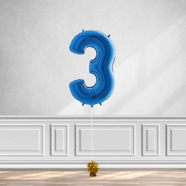 MYLAR NUMERO  3  BLU H 100 CM