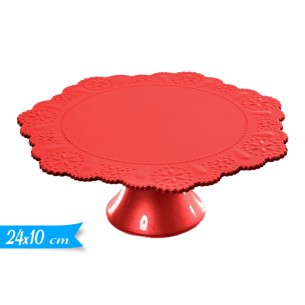 ALZATINA ROSSA MERLETTATA CM 24X10