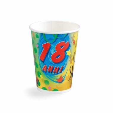 BICCHIERE 18 ANNI MULTIC.200 CC 10PZ