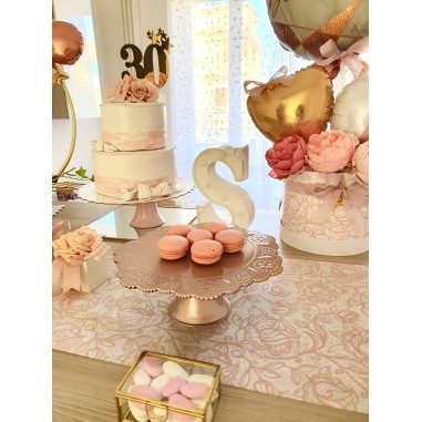 ALZATINA ROSA GOLD MERLETTATA CM 24X10