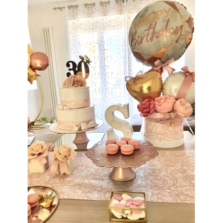 ALZATINA ROSA GOLD MERLETTATA CM 24X10