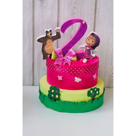 Torta in polistirolo e cartoncino "Masha e Orso"