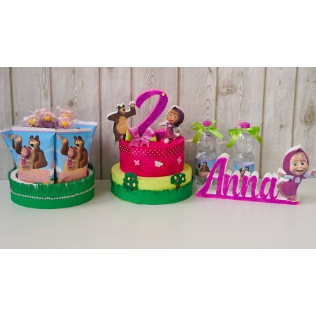 Torta in polistirolo e cartoncino "Masha e Orso"