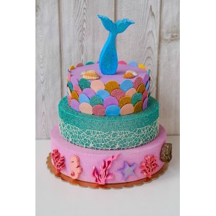 Torta in polistirolo e cartoncino "Sirenetta"
