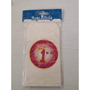 Bustine personalizzate "1" rosa confezione 12 pz.