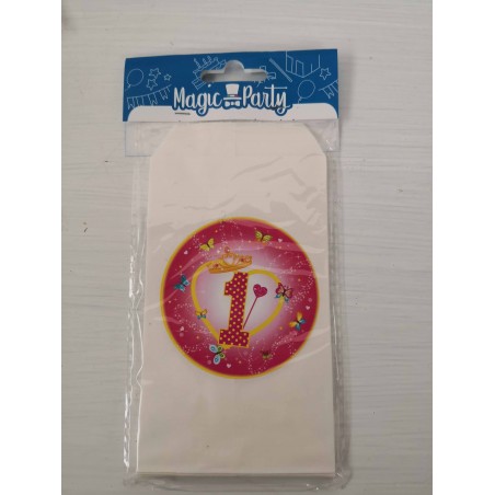 Bustine personalizzate "1" rosa confezione 12 pz.