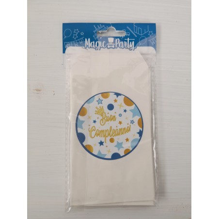 Bustine personalizzate "Buon Compleanno celeste" confezione 12 pz.