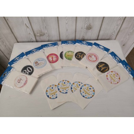 Bustine personalizzate "Buon Compleanno rosa" confezione 12 pz.