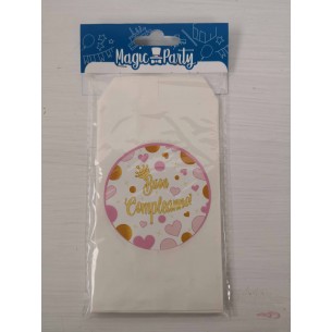 Bustine personalizzate "Buon Compleanno rosa" confezione...