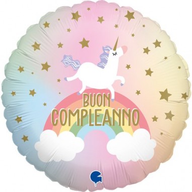 Buon Compleanno Unicorno Pastello 45 cm - 18"