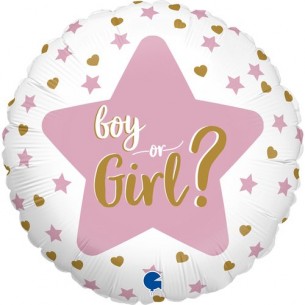 Gender Reveal BOY OR GIRL? 45 cm - 18" 1 lato rosa/1 lato...