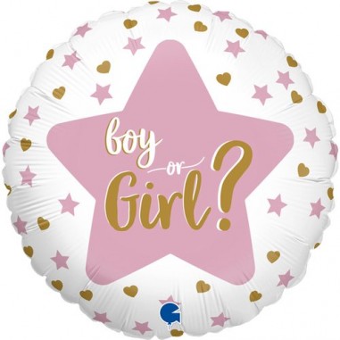 Gender Reveal BOY OR GIRL? 45 cm - 18" 1 lato rosa/1 lato celeste