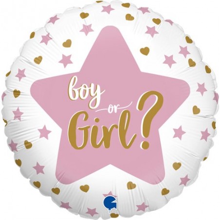 Gender Reveal BOY OR GIRL? 45 cm - 18" 1 lato rosa/1 lato celeste