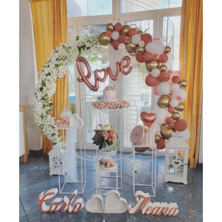 Struttura in ferro bianco a cerchio diam. 120 con griglia