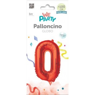MYLAR NUMERO 0  ROSSO H 100 CM 2
