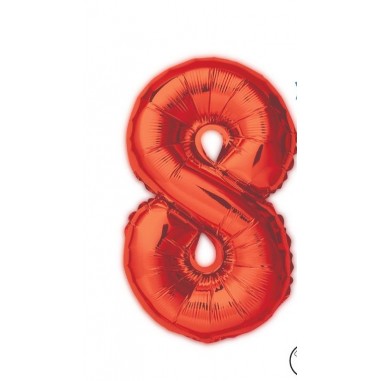 MYLAR NUMERO 8  ROSSO  H 100 CM