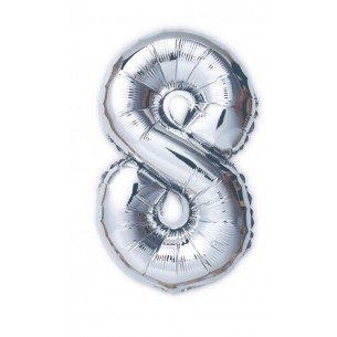 MYLAR NUMERO 8  ARGENTO  H 100 CM