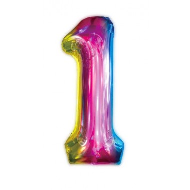 MYLAR NUMERO 1  MULTICOLOR H 100 CM