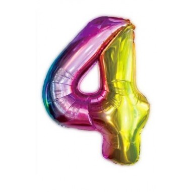 MYLAR NUMERO  4  MULTICOLOR H 100 CM