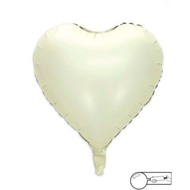 MYLAR CUORE 45 CM  PANNA