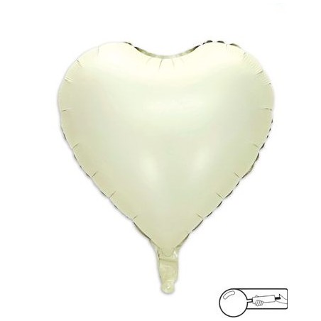 MYLAR CUORE 45 CM  PANNA