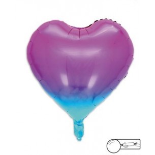 MYLAR CUORE 45 CM VIOLA / BLUE