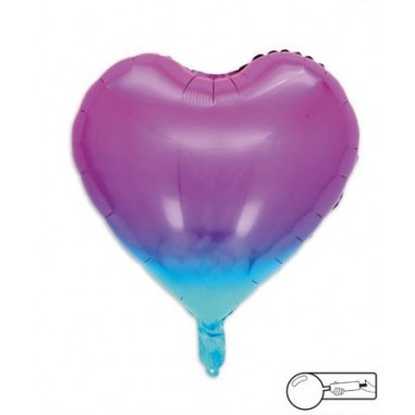 MYLAR CUORE 45 CM VIOLA / BLUE