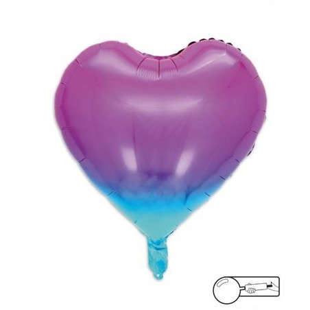 MYLAR CUORE 45 CM VIOLA / BLUE
