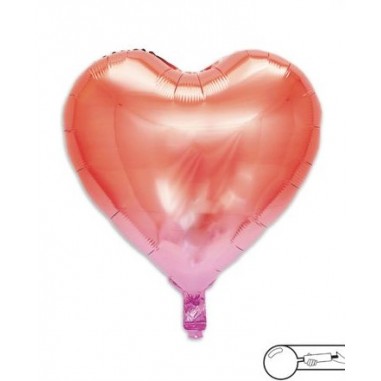 MYLAR CUORE 45 CM ARANCIO/ROSA