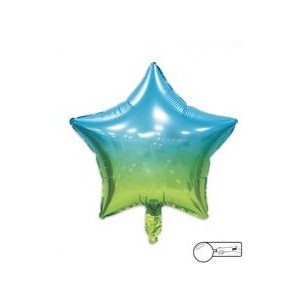 MYLAR STELLA 45 CM VERDE/BLU  LUCIDO