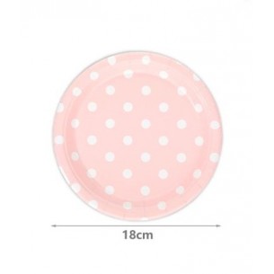 PIATTO 18 cm   POIS ROSA PZ 6