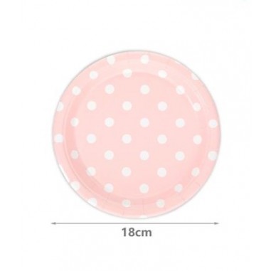 PIATTO 18 cm   POIS ROSA PZ 6