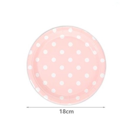 PIATTO 18 cm   POIS ROSA PZ 6