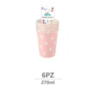 BICCHIERI   270  ml  POIS ROSA - 6 pz.