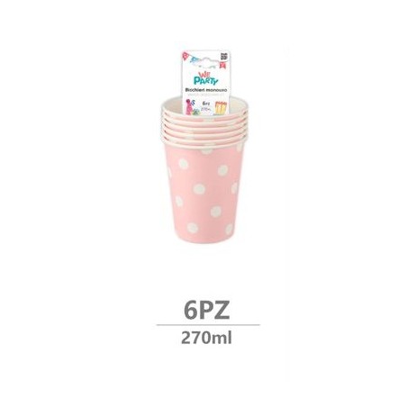 BICCHIERI   270  ml  POIS ROSA - 6 pz.