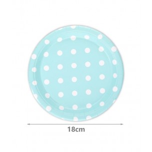 PIATTO 18 cm POIS CELESTE PZ 6
