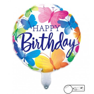 MYLAR HAPPY BIRTHDAY  FARFALLE CM 45