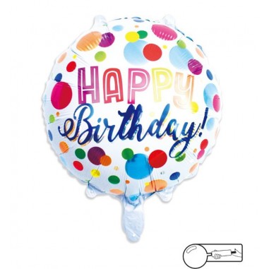 MYLAR HAPPY BIRTHDAY  POIS COLORATI CM 45