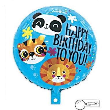 MYLAR HAPPY BIRTHDAY ANIMALI  CM 45