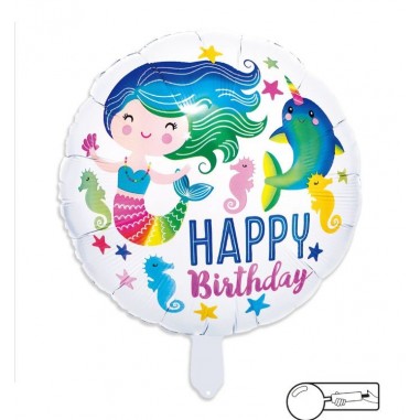 MYLAR  HAPPY BIRTHDAY SIRENETTA CM 45