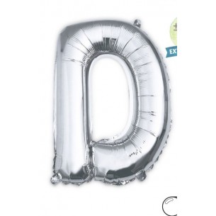 MYLAR LETTERA  D  ARG.MEDIUM H 35 CM