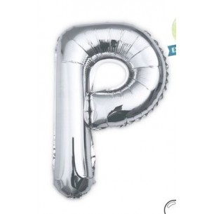 MYLAR LETTERA  P  ARG.MEDIUM H 35 CM