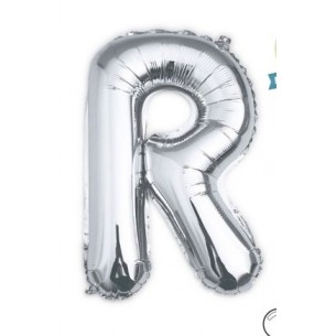 MYLAR LETTERA  R  ARG.MEDIUM H 35 CM