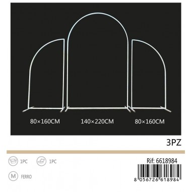 TRIS ARCHI A CUPOLA IN FERRO BIANCO