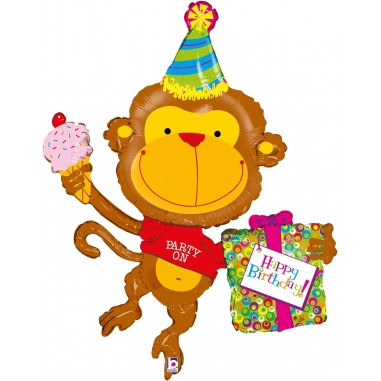 MYLAR BIRTHDAY MONKEY  CM 124