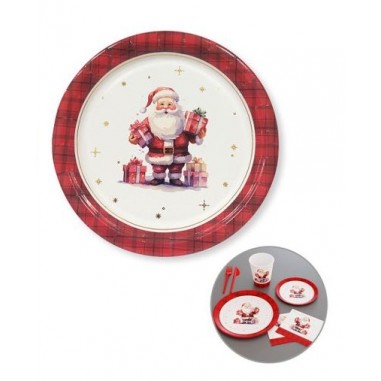 PIATTO BABBO NATALE  DM. 23 CM  6 PZ