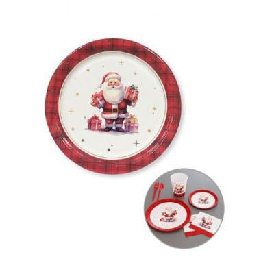 PIATTO BABBO NATALE  DM. 18 CM  6 PZ