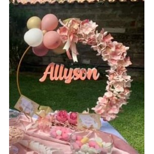 CERCHIO IN FERRO CON FIORI  E NOME