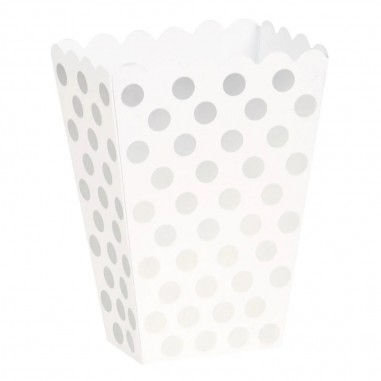 BOX BIANCO POIS ARGENTO  6 PZ. 11 CM X 6