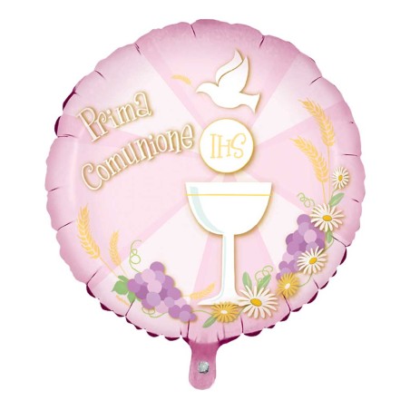 MYLAR BIG CM.80 PRIMA COMUNIONE ROSA